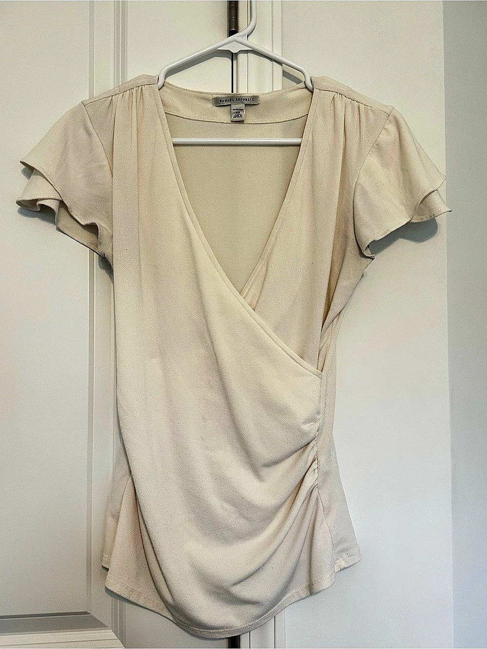Banana Republic Ruched Wrap Top in Cream Size XS